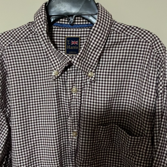 ✅ T. HARRIS London Long Sleeve Button Down Collared Shirt Houndstooth Style XL - Picture 3 of 6